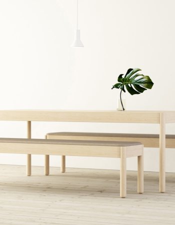 Wood Table and Benches with Sound Absorption
