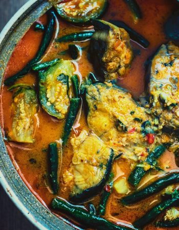 Cambodian Hot and Sour Coconut Soup with Catfish (Somlar Machu Ktiss)