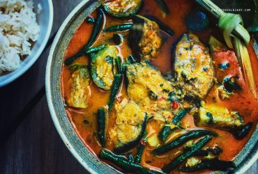 Cambodian Hot and Sour Coconut Soup with Catfish (Somlar Machu Ktiss)